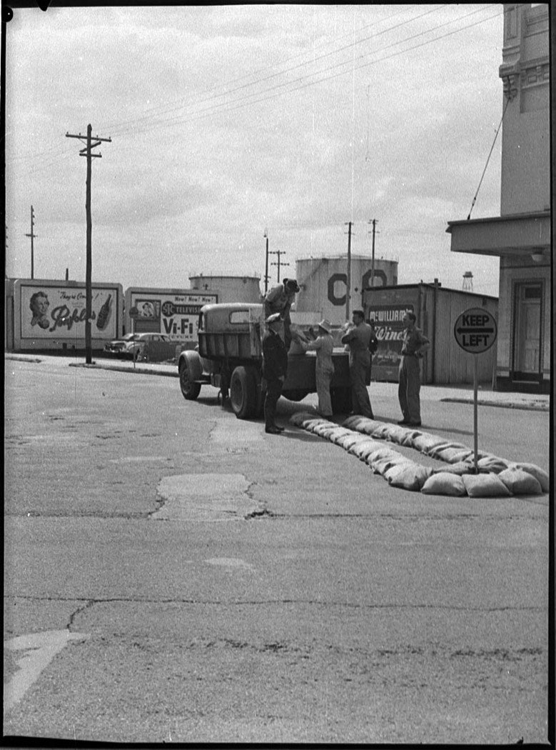 Bank corner traffic zones Hunter Street Newcastle, Sydney city centre (1956)