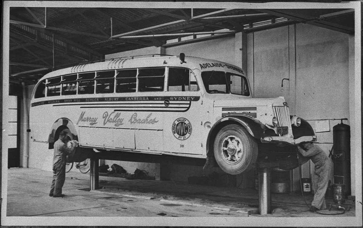 Bus in motor body works (1945)