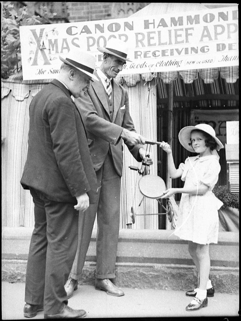 Canon Hammond Christmas poor relief appeal tent (1938)