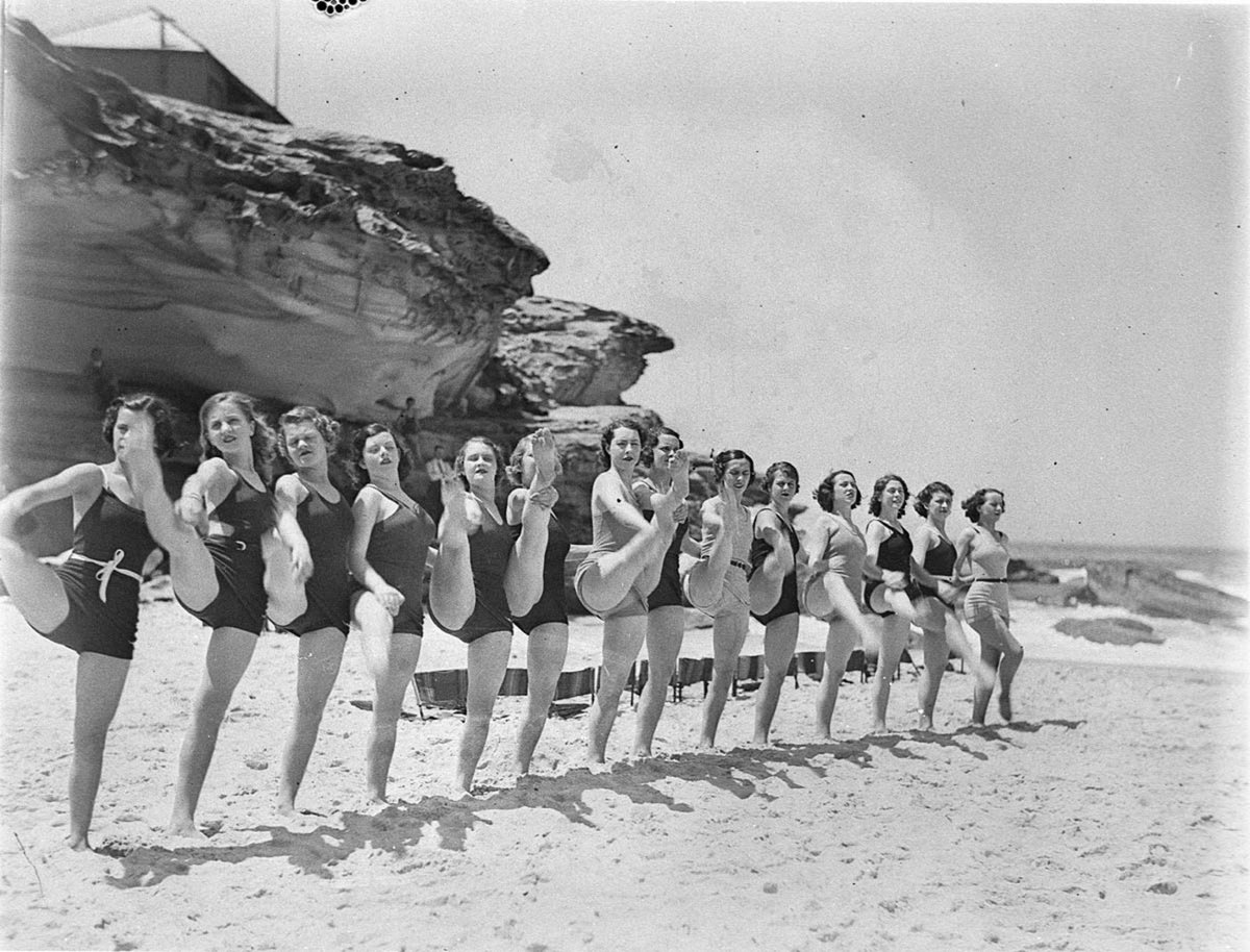 Capitol Theatre chorus line high kick Tamarama Beach, Haymarket (1933)