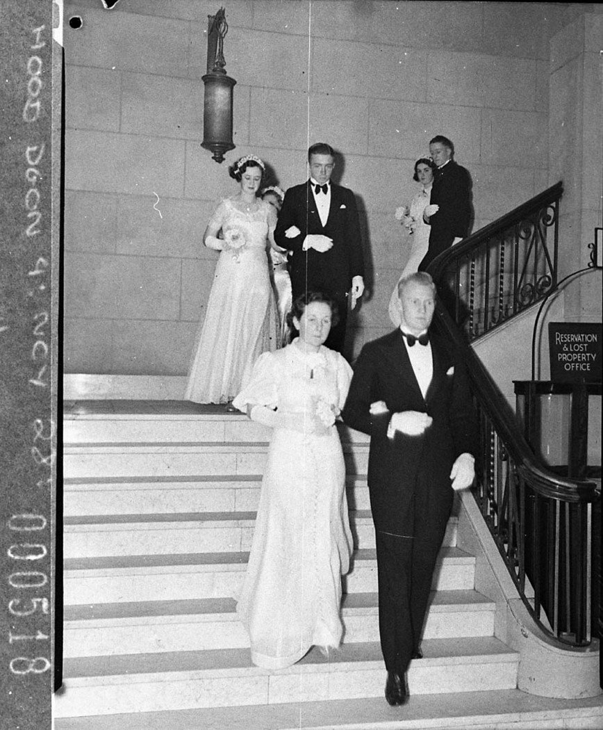 Catholic Assurance Ball at David Jones nine debutantes, Sydney city centre (1937)