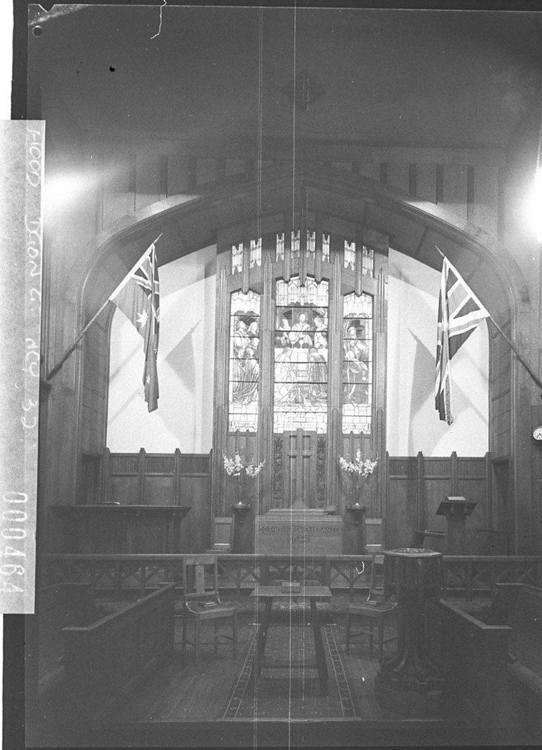 Chapel with stainedglass windows, Sydney (1945)