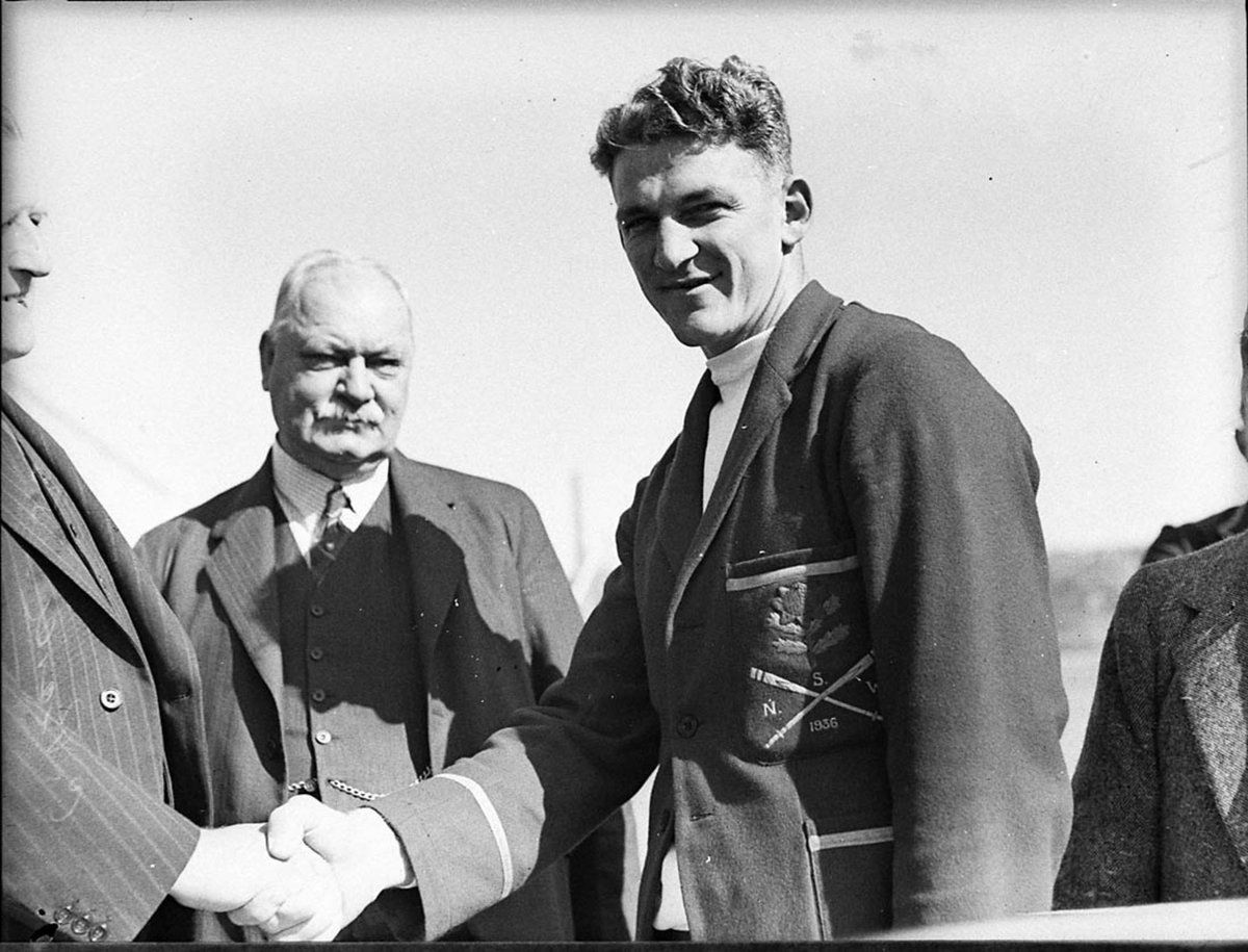Christening of boat at police sheds for Cecil Pearce (1936)
