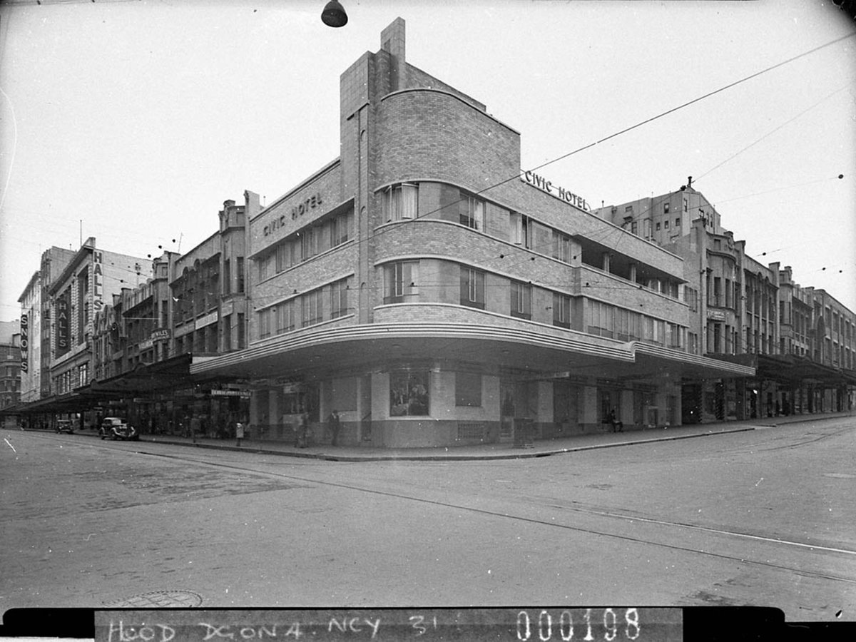 Civic Hotel corner of Pitt and Goulburn Streets taken for Building Publishing Co, Sydney city centre (1941)