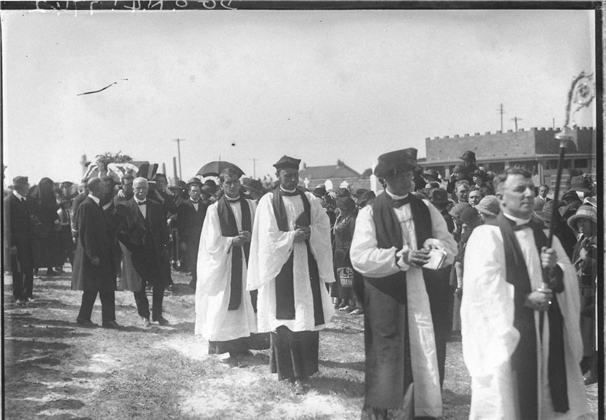 Clergy and VIPs lead the cortege of State funeral of Governor Sir Walter Davidson South Head Cemetery, Vaucluse (1923)