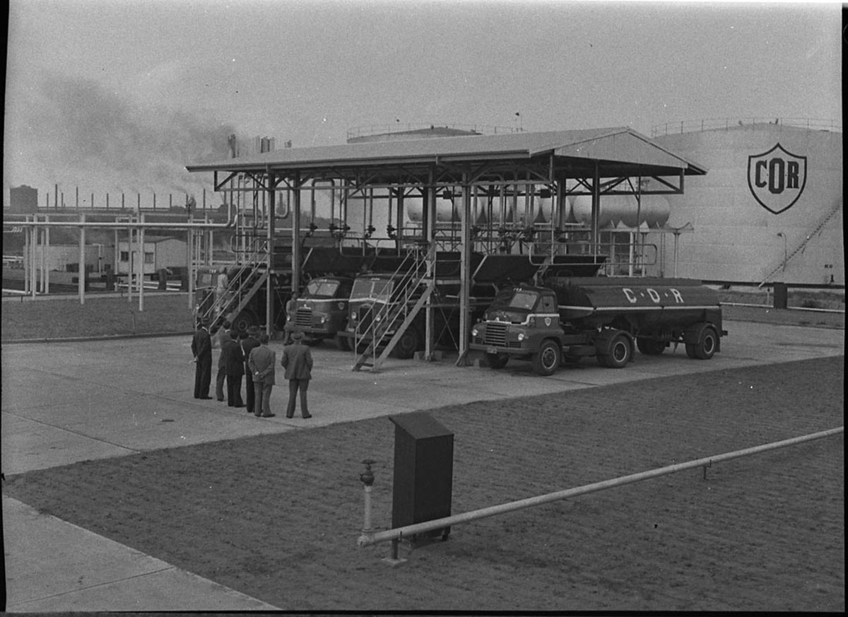 Commonwealth Oil Refineries Ltds Port Carrington site 13 acres reclaimed from mangrove swamps bordering Throsby Creek for oil refinery costing 600000 pounds (1957)