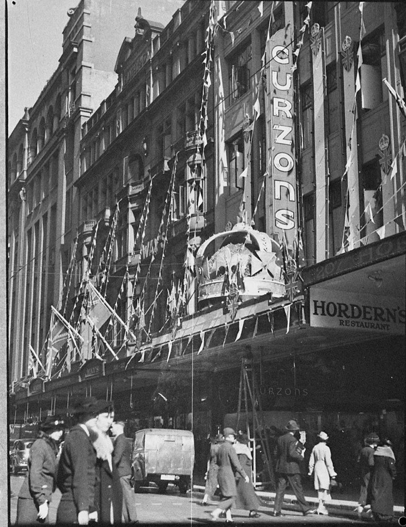 Coronation displays in city (1937)