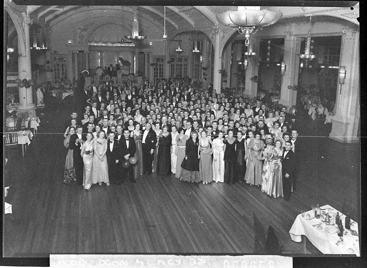 Dancers on the floor of the ballroom of the Wentworth Hotel at the McRae Knitting Mills Ball, Sydney city centre (1937)