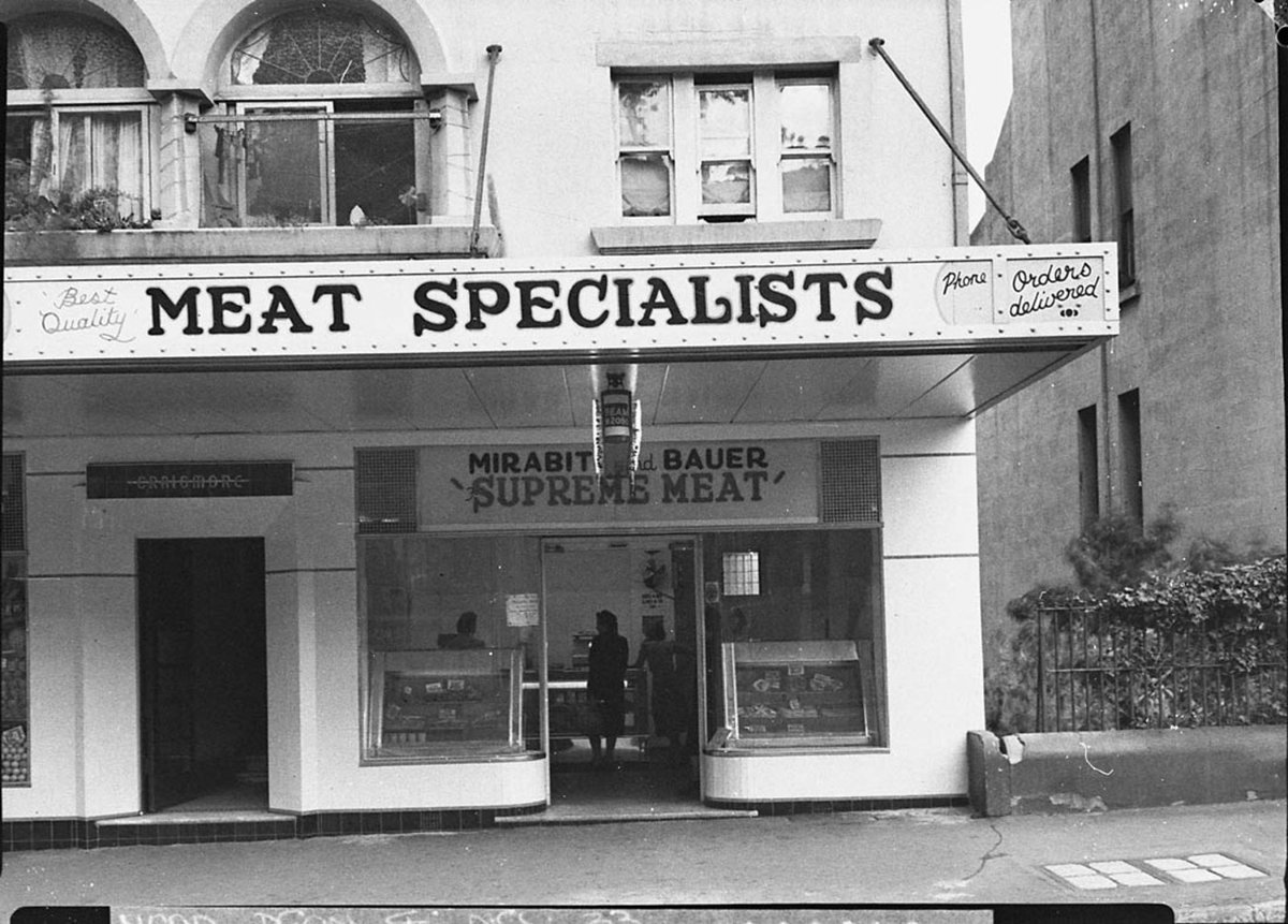 Exterior of butchers shop taken for Retail Week (1948)