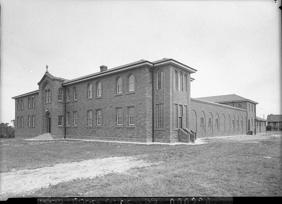 Exterior of unidentified ecclesiastical institution building (1937)