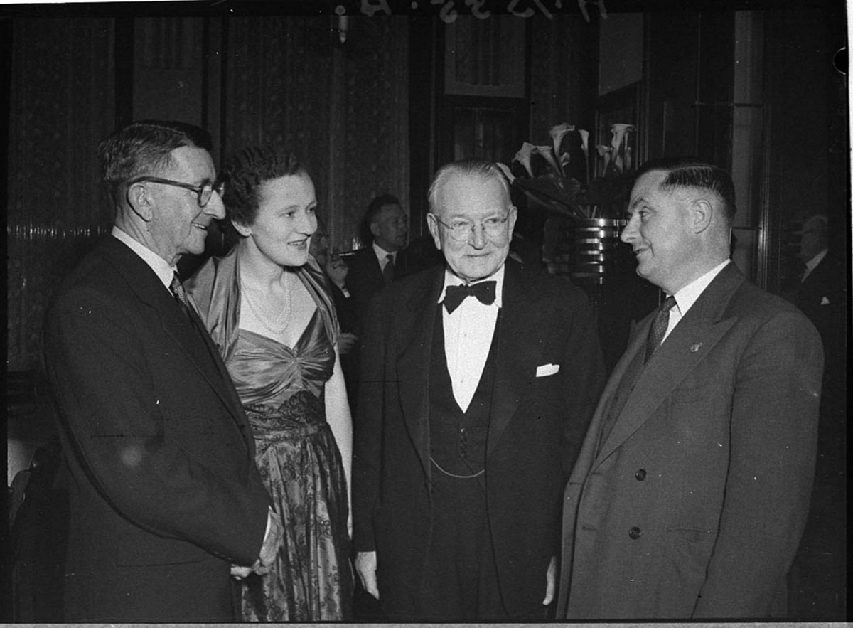 From left to right Mr G Parry Lady Schlink Sir Herbert Schlink Mr G Duncan (1955)