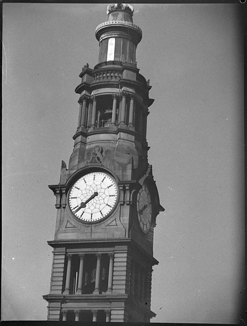 GPO tower and clock from Commonwealth Bank, Sydney city centre (1938)