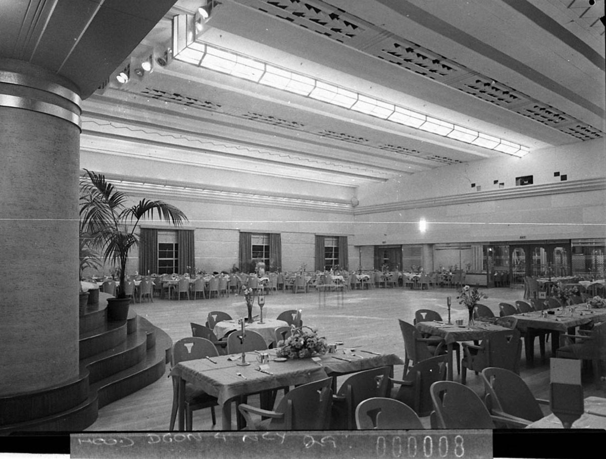Grace Brothers Auditorium set for a ball (1937)