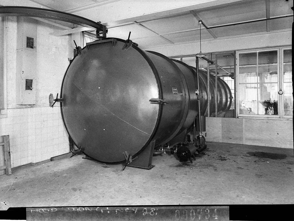 Houghton Byrne pest exterminators gastreatment tank for termite and borer infested furniture (1937)