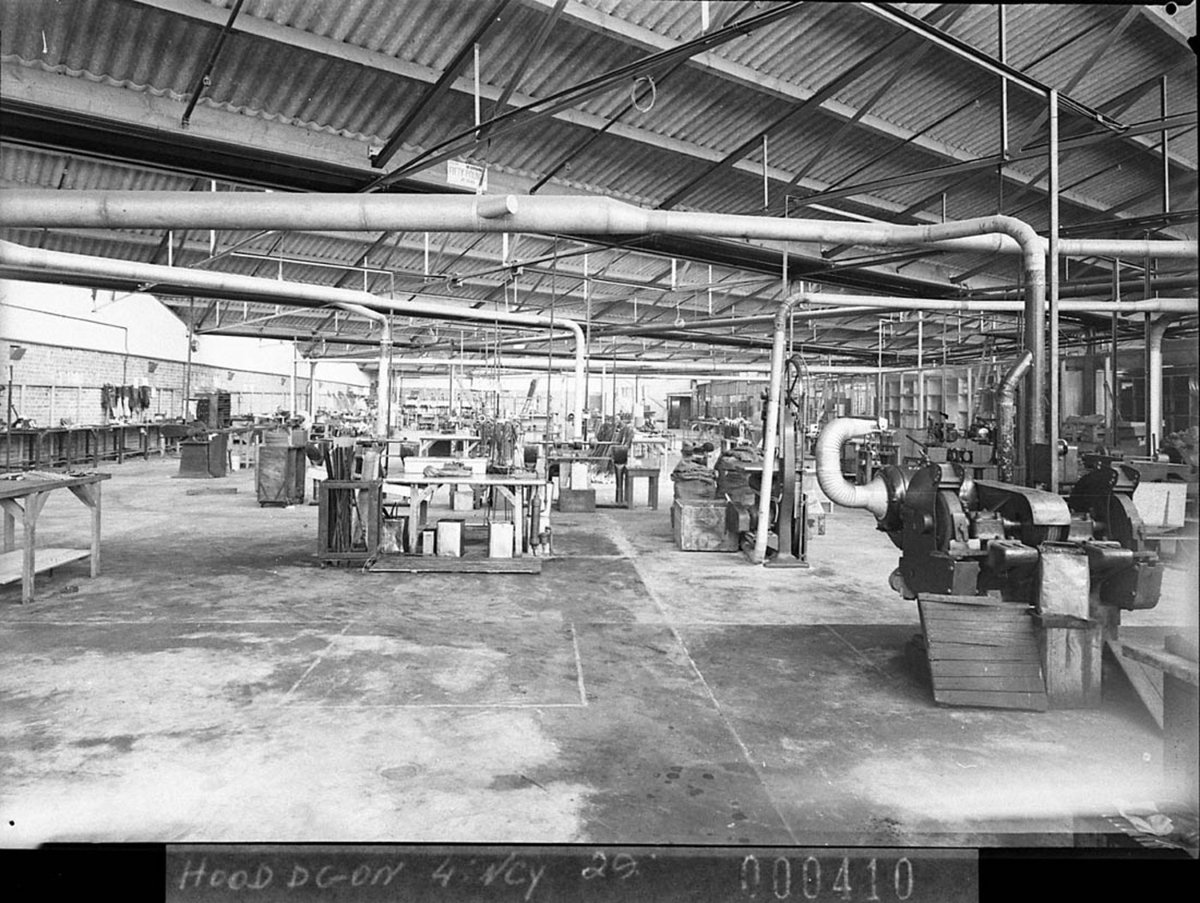 Interior of Slazengers factory showing workers making sporting goods, Alexandria (1938)