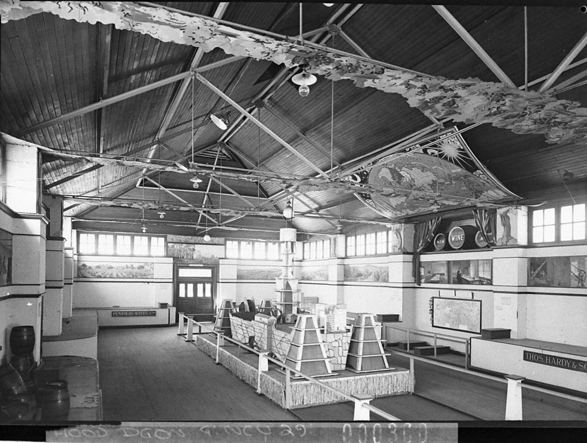 Interior of the Wine Pavilion Thomas Hardy Sons exhibit Sydney Showground, Moore Park (1937)