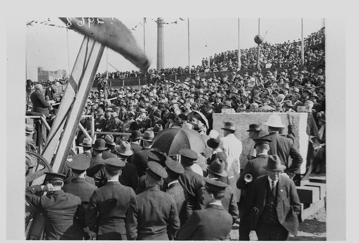 Jack Lang speaking at opening ceremony Sydney Harbour Bridge (1932)