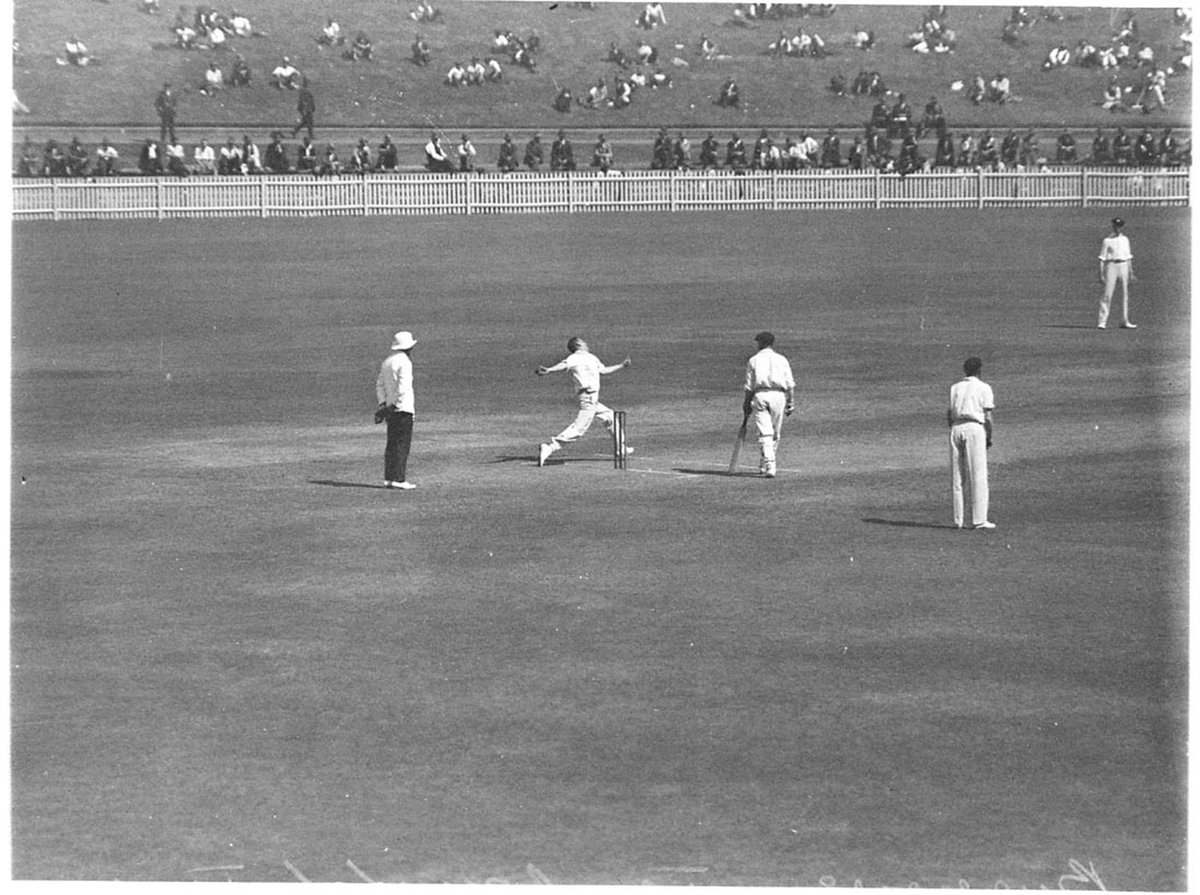 Joel and Facy with Burrows bowling (1930s)
