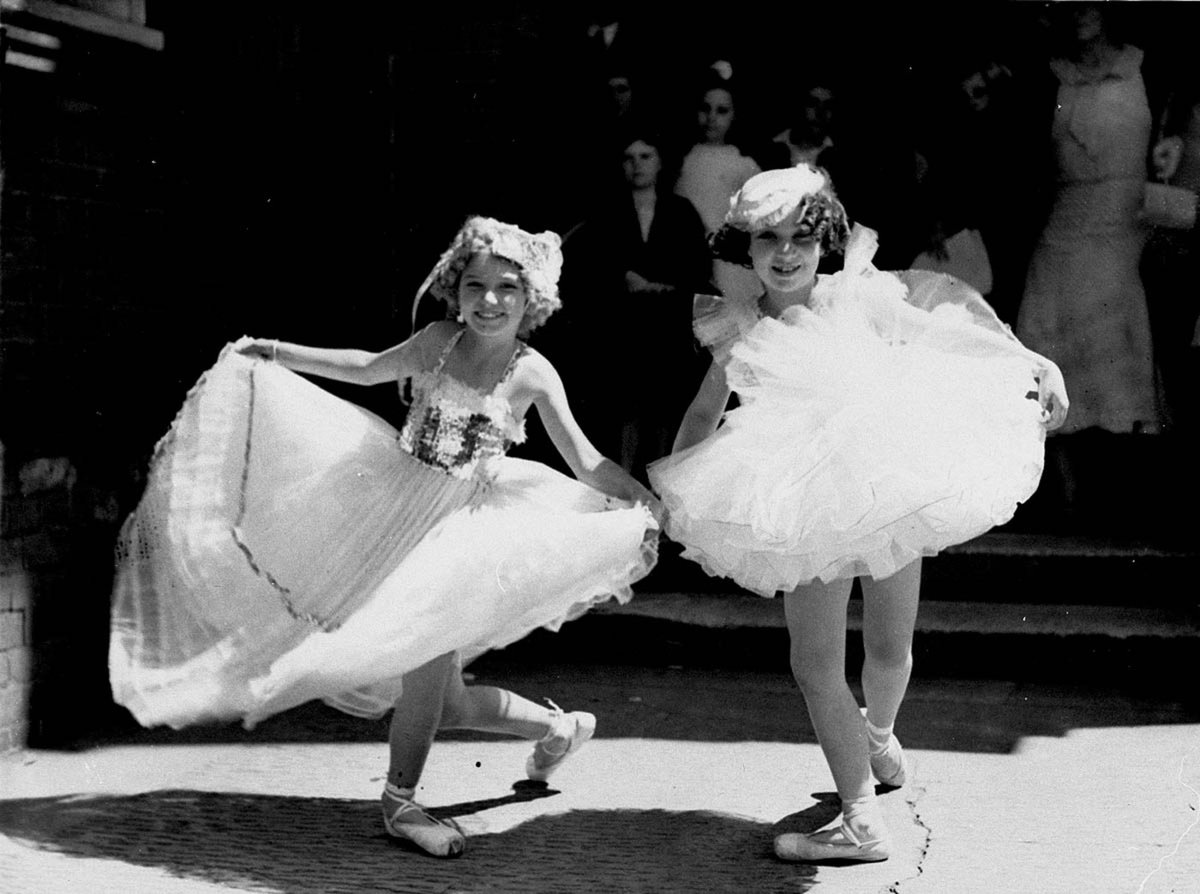 Joyce Smith of Undercliffe and Jacqueline Farrar placegetters in toe dancing at the R T Eisteddfod, 1934