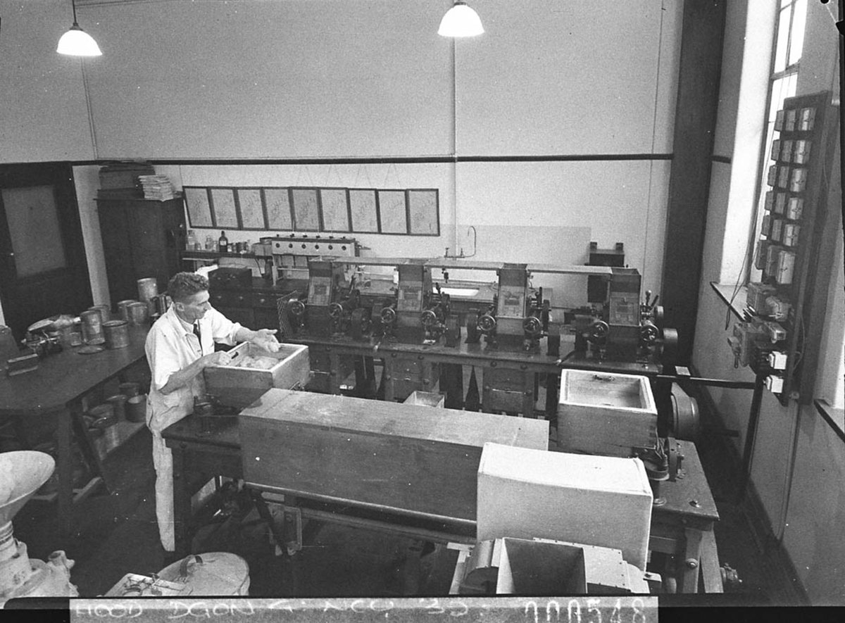 Laboratory technician testing wheat and flour at the Agriculture Department taken for Smiths Weekly, Sydney (1946)