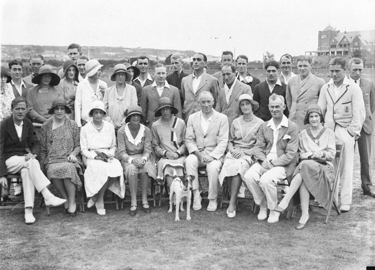Large group of cricketers and their wives at Royal Sydney (c. 1932)