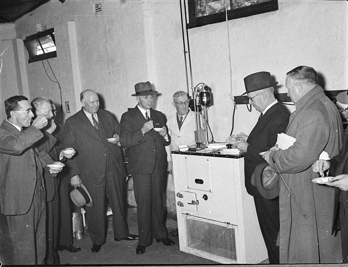 Milk ie ice cream making machine Mr Hughes taken for Sydney Herald (1940)