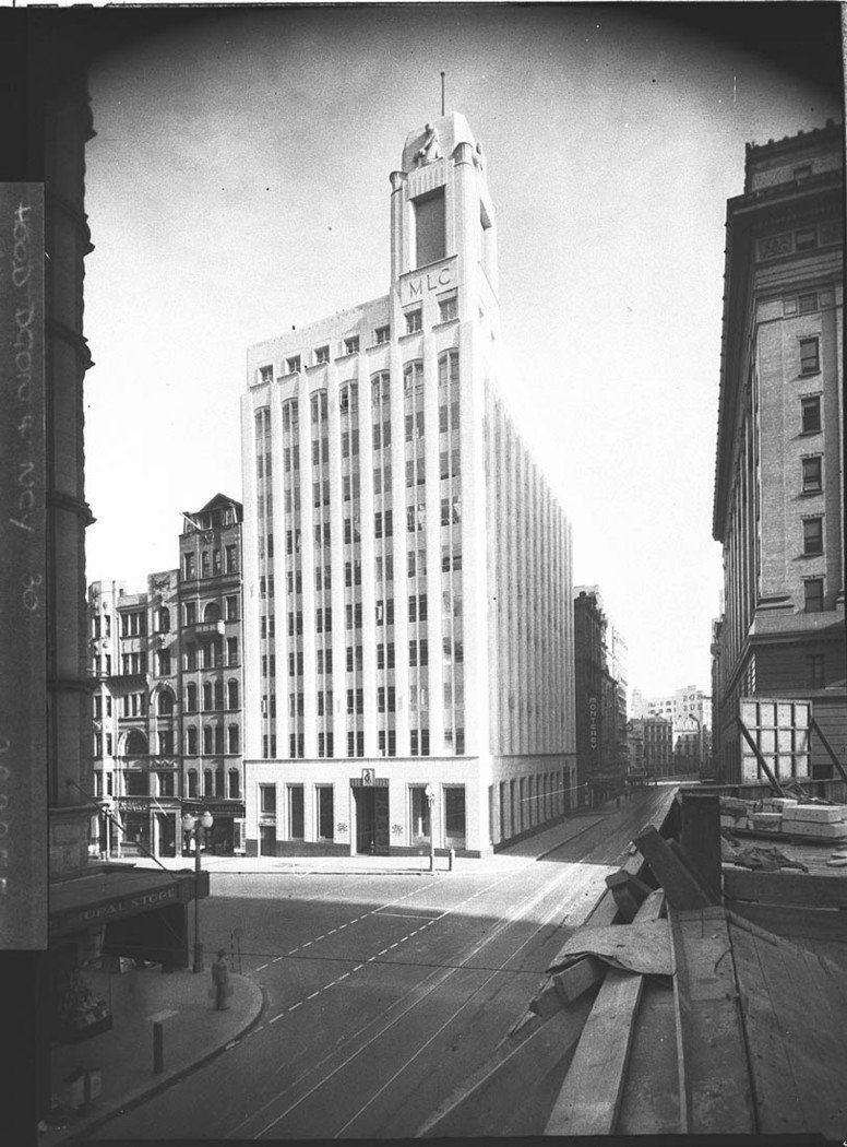 MLC Building for Building Publishing Co Long shot showing the whole building on corner of Martin Place and Castlereagh Street (1938)