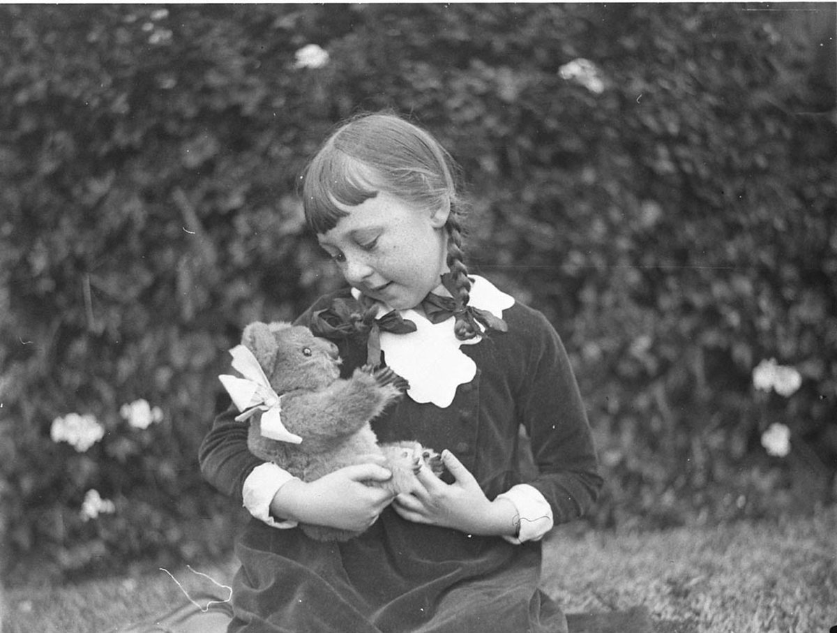 Mr Thatchers little daughter holding toy koala (c. 1934)