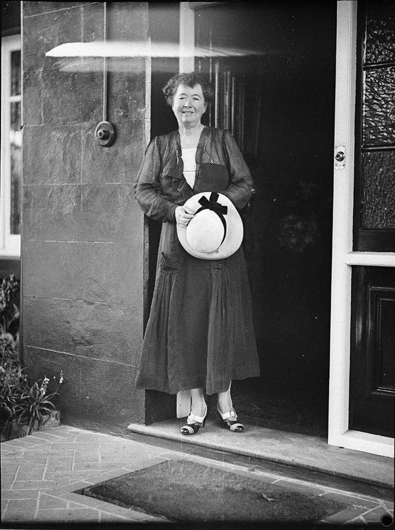 Mrs James Ashton Senior at her front door (c. 1935)