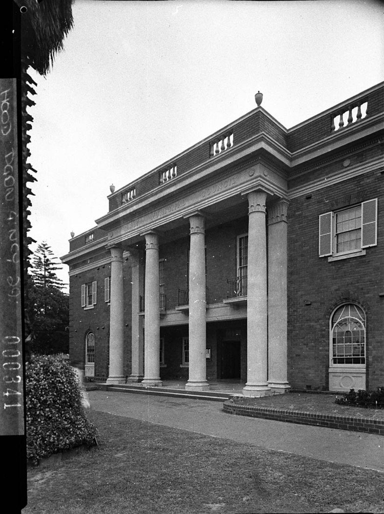 Neoclassical portico of Manly Council Chambers (1937)