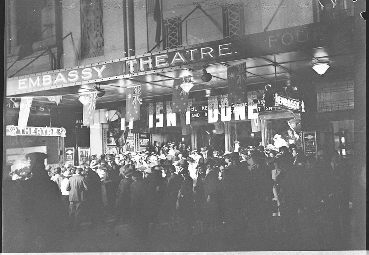 Premiere of It isnt done Embassy Theatre taken for British Empire Films, 1937