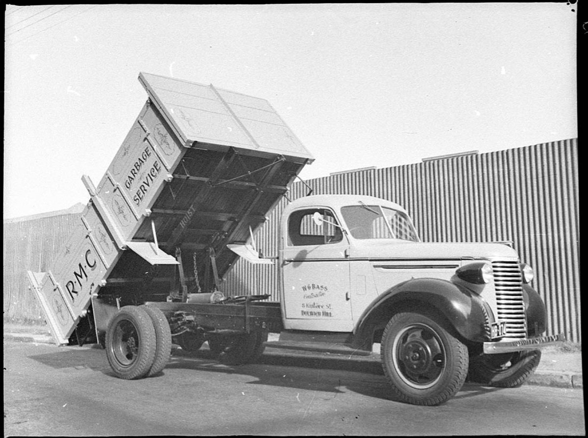 Randwick Municipal Council tipping garbage truck taken for WR Beecraft Ltd (1939)