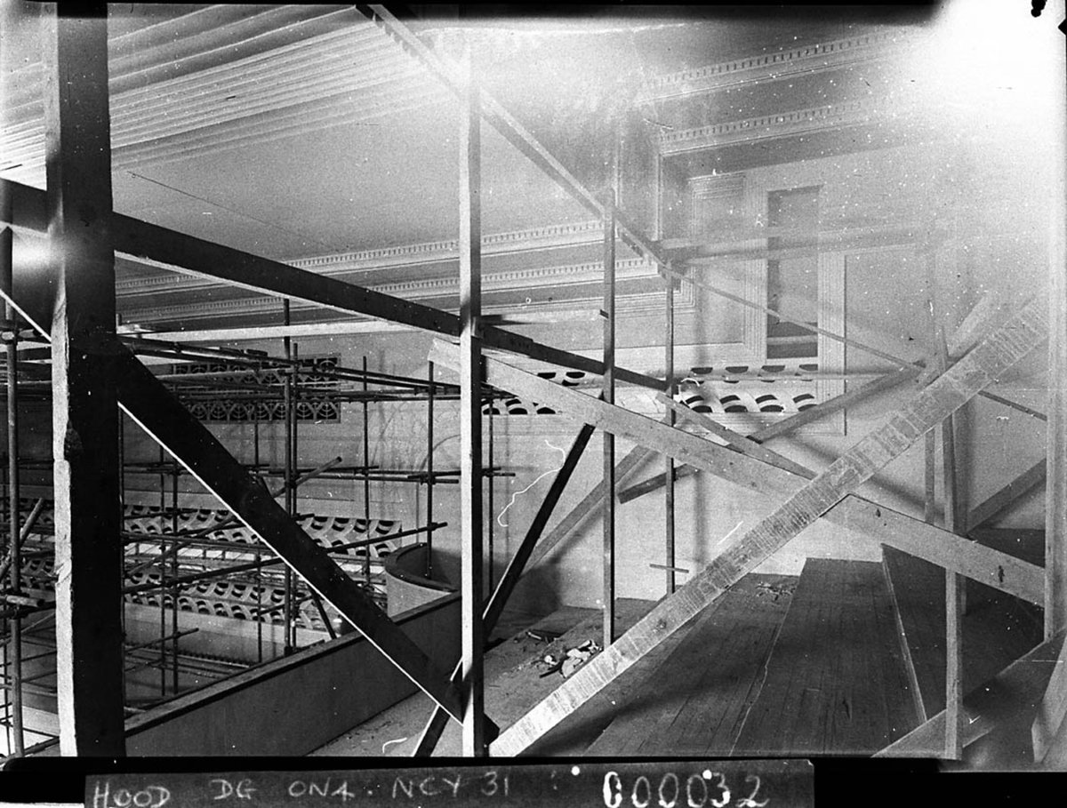 Scaffolding at rear of dress circle Civic Theatre Bankstown (1940)
