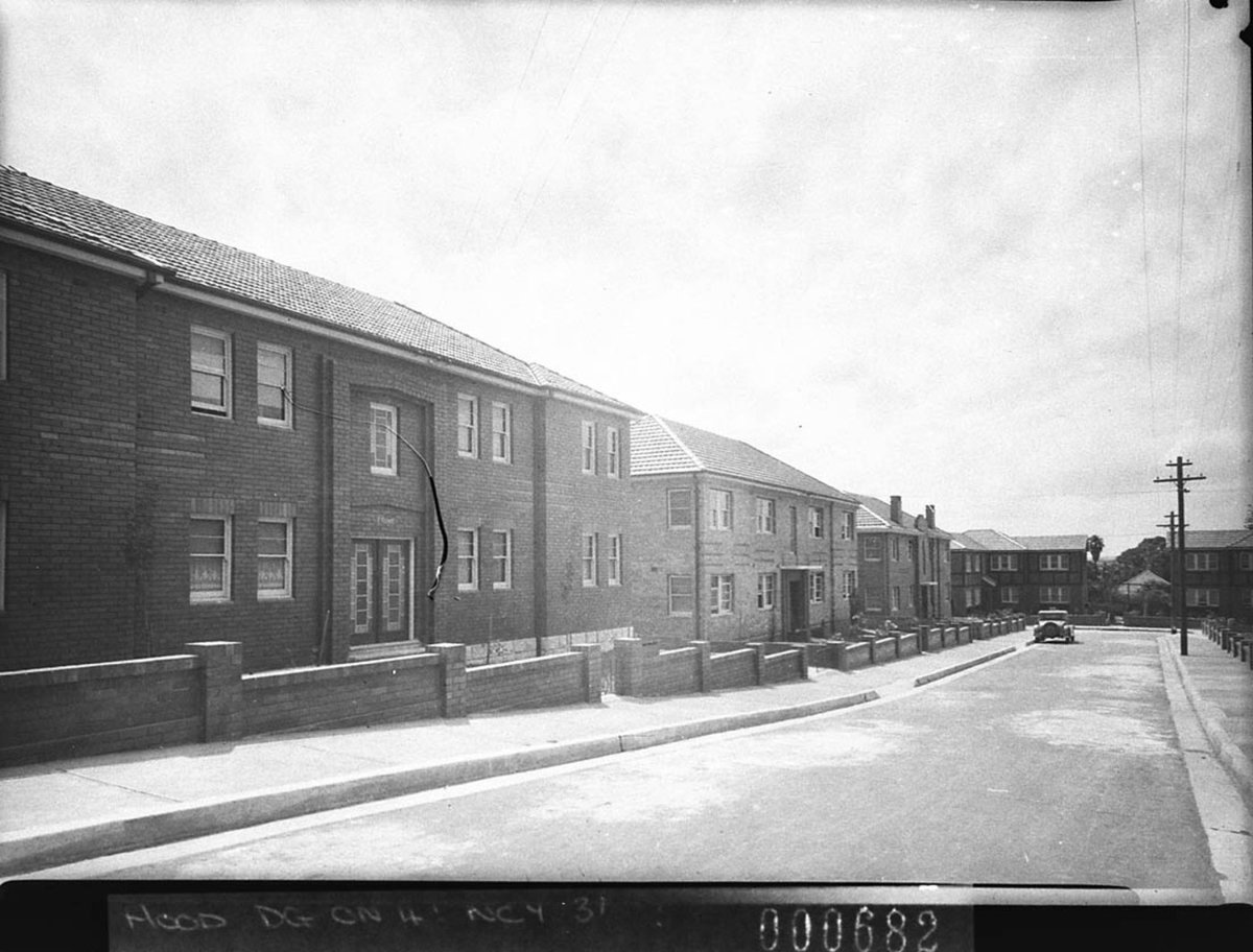 Section of flats lining culdesac taken for Building Publishing Co, Sydney (1944)