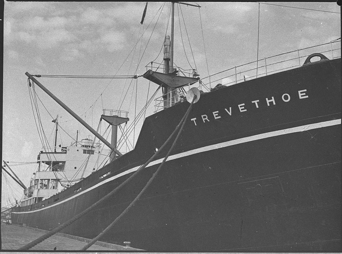 Ship Trevethoe loading for Russia (1954)