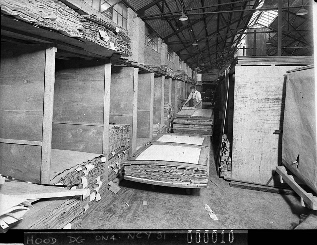 Stockroom where the bales of veneer are kept Frederick Roses factory at Mascot taken for Timber Journal (1940)