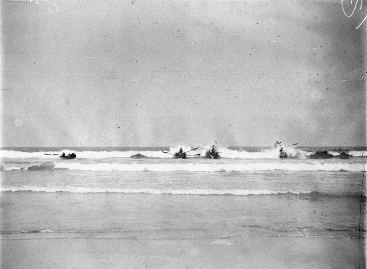 Surf boat race battling the waves Manly (1929)