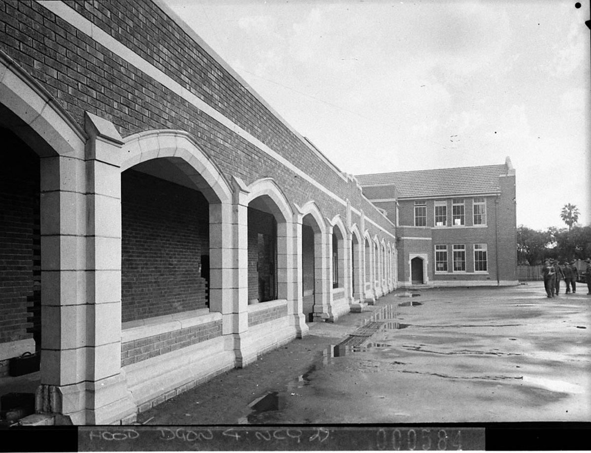 Sydney Church of England Grammar School North Sydney Group of school cadets drilling in the quadrangle (1938)