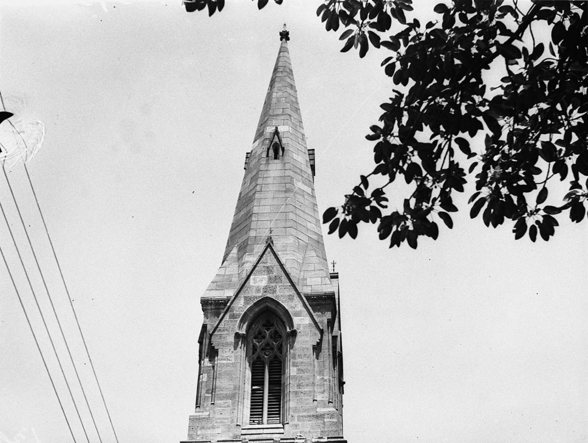 The church steeple housing the bellloft (1934)