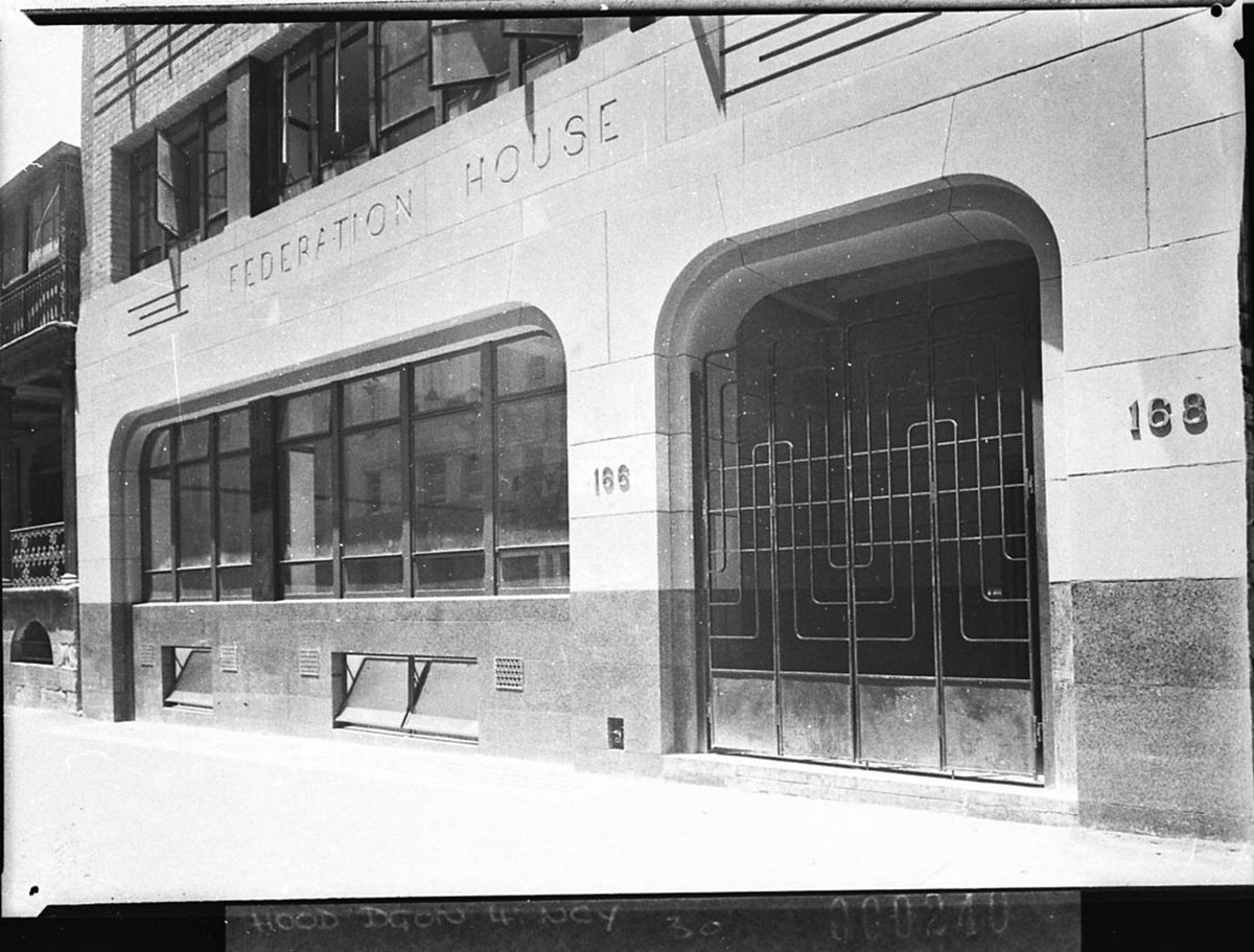 The front facade Teachers Federation Building in Phillip Street for Building Publishing Co, Sydney city centre (1939)