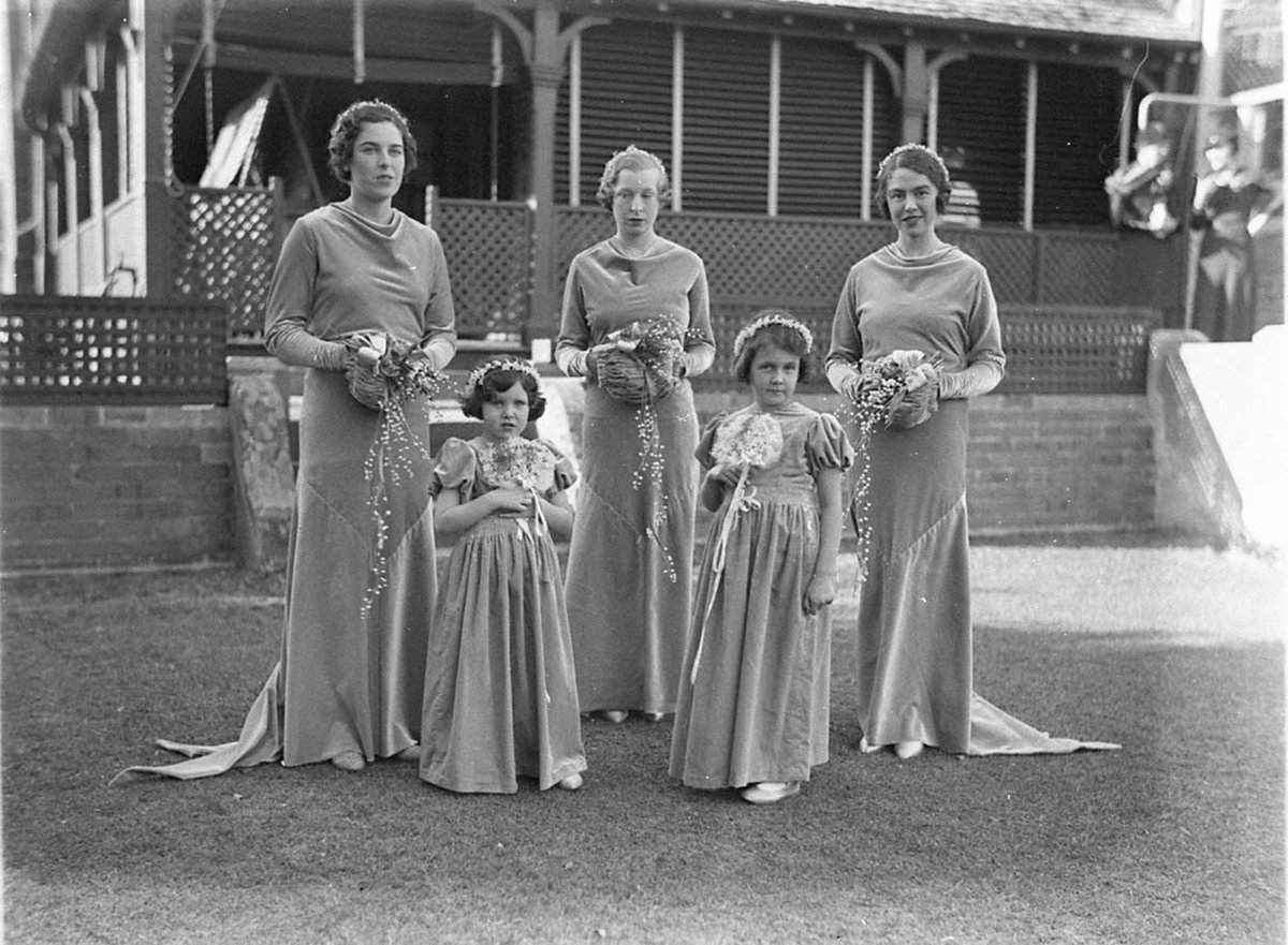 The three bridesmaids and two flower girls (1930s)