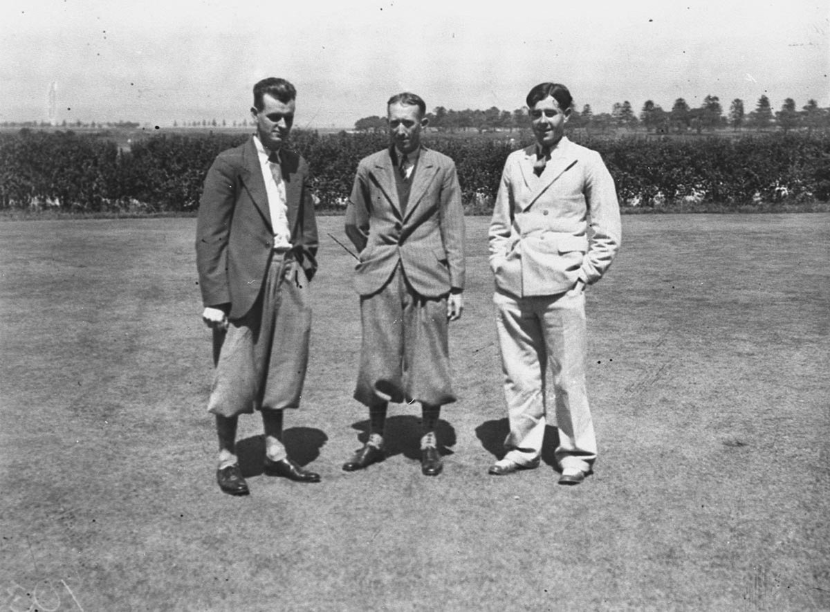 Three unidentified golfers two in plusfours (1920s)
