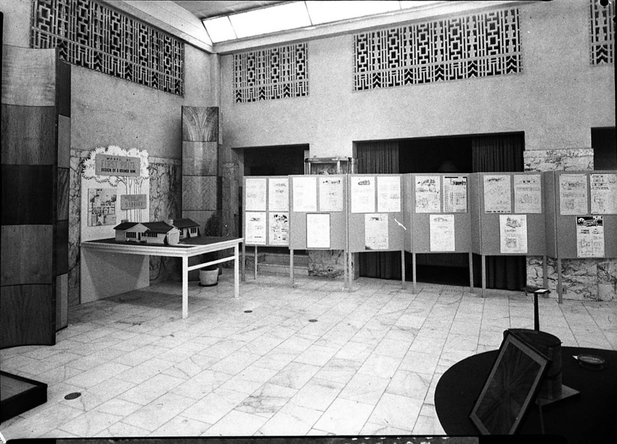 Timber veneer panels at Timber Homes Exhibition (1944)