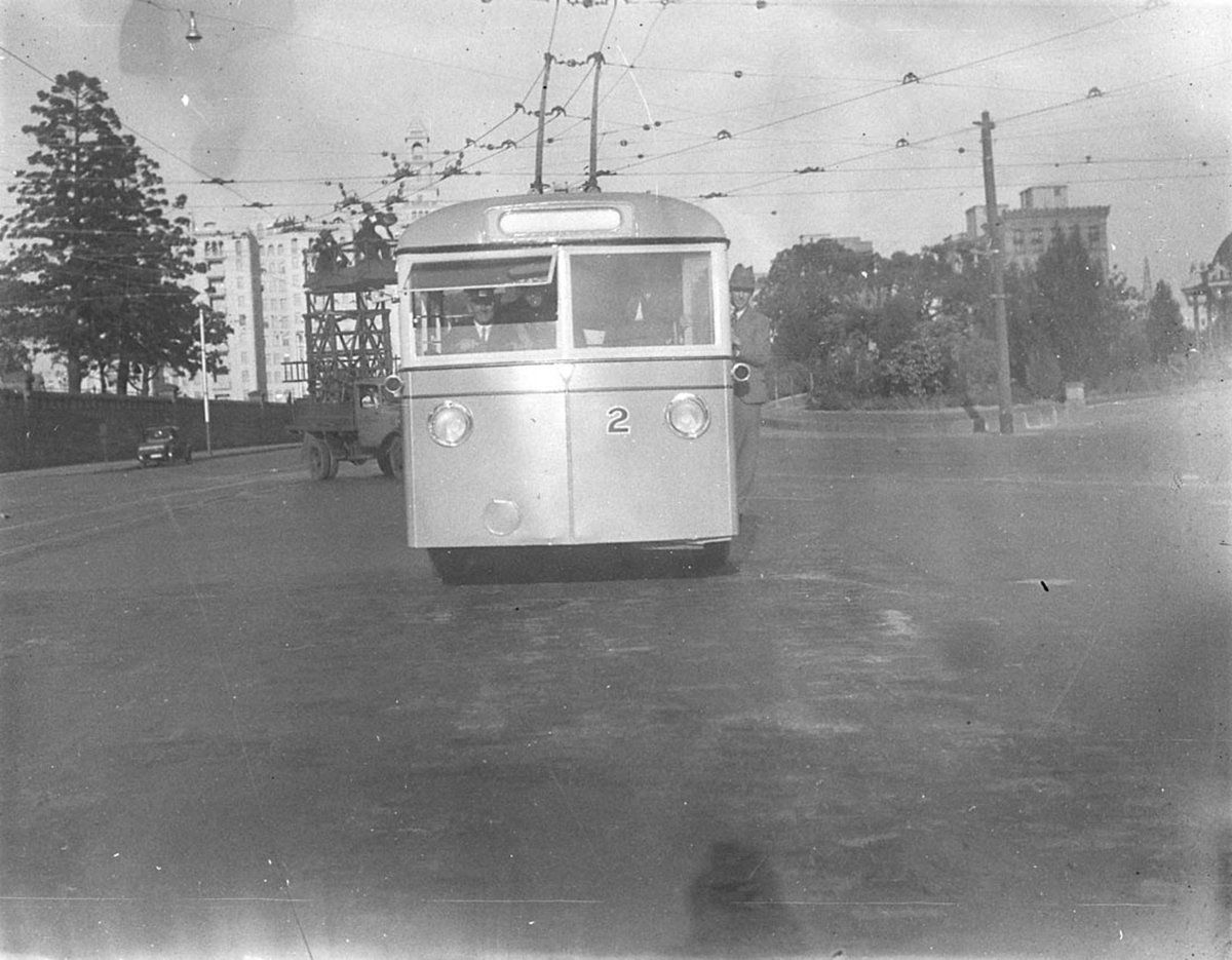 Trolleybus No 2 goes into service, Sydney (1930s)