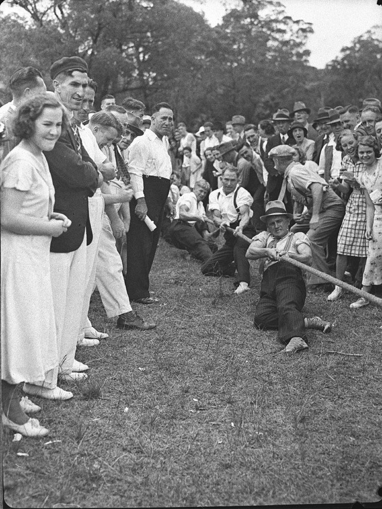 Tugowar Australian Paper Mills picnic at Clifton Gardens, Mosman (1935)