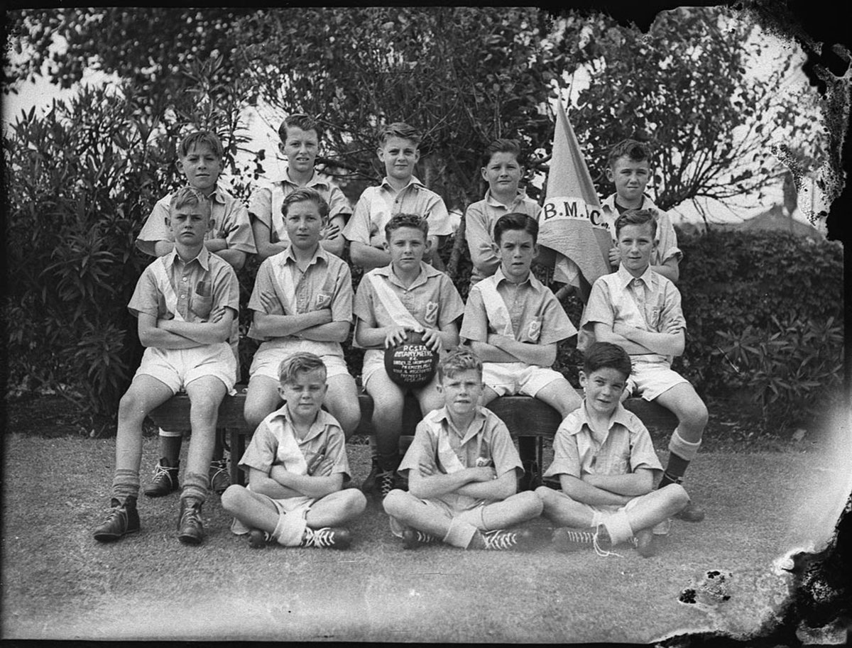 Two football groups taken for Mr Warren Botany (1951)