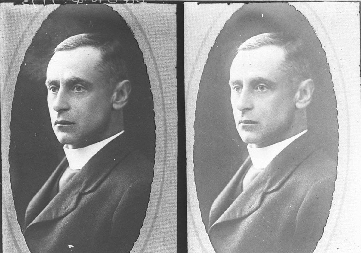 Two studio copy portraits of Rev Philip Arthur Micklin Rector St James Church (c. 1925)
