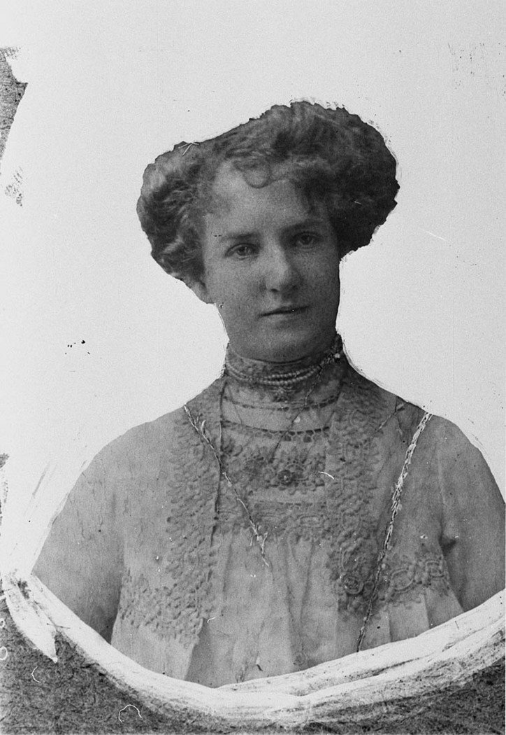 Unidentified woman old fashioned clothes high neck blouse (1930s)