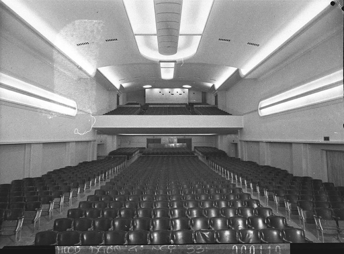 View from the stage to biobox Nepean Theatre Penrith Mr Spence owner taken for Guy Crick Co (1948)