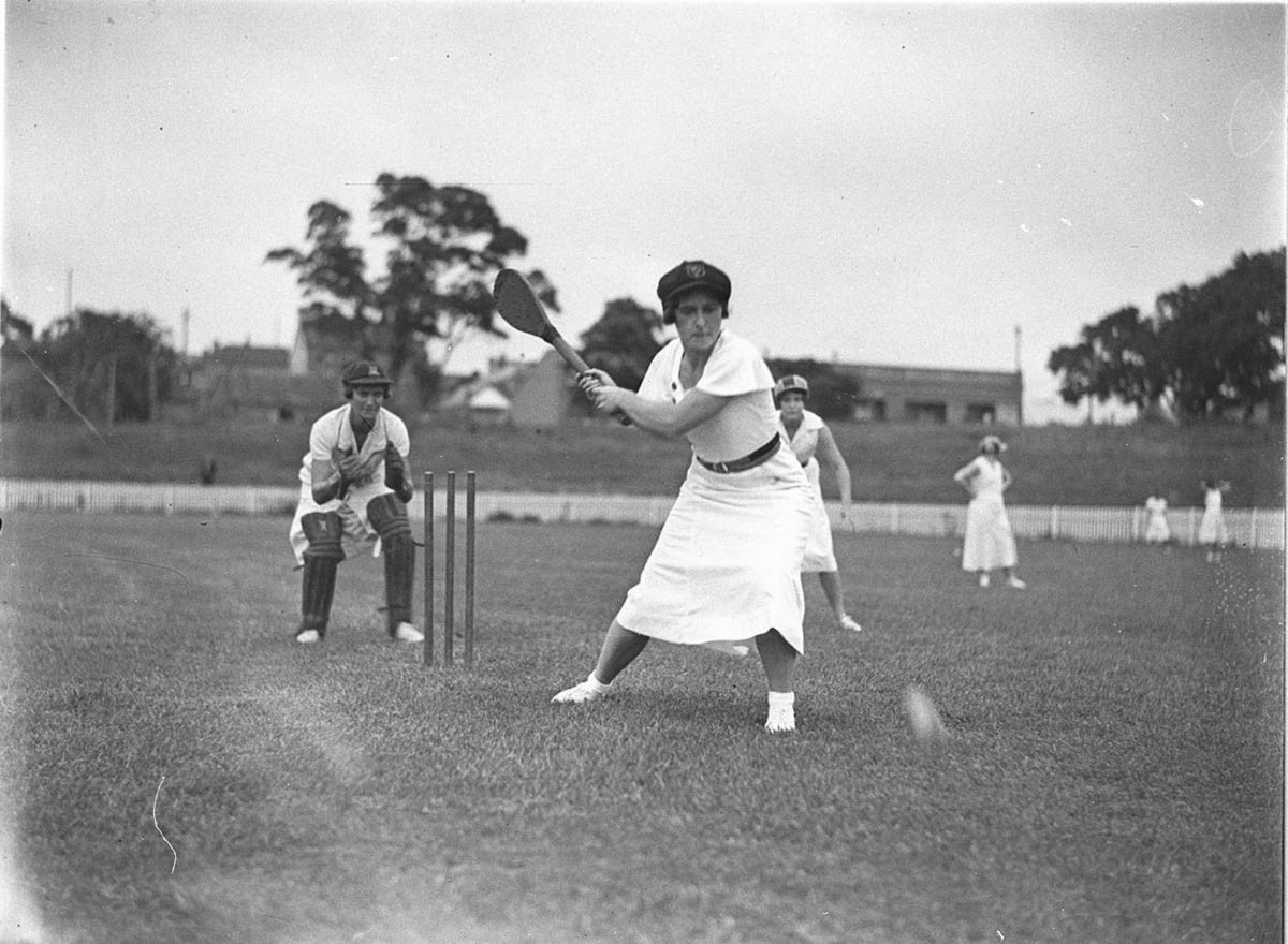 Vigoro players in action at the wicket (c. 1929)